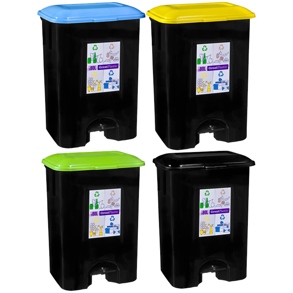 Ser más ecológica. Cubos de Basura grandes reciclaje colores múltiples azul verde, naranja, marrón