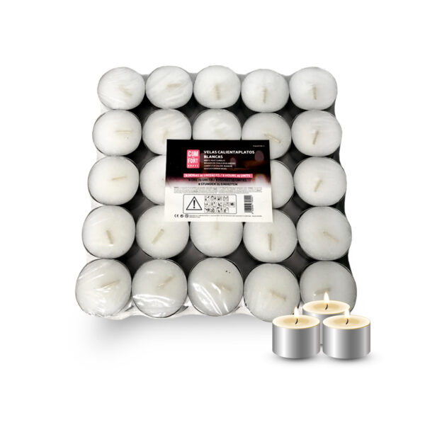 Velas Blancas | Unidades | Velas de Té Calientaplatos | Tealight | Velas Decorativas Sin Perfume | Velas para Cena Romantica en Casa |
