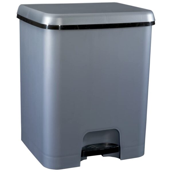 COM-FORT HOUSE | Cubo de Basura Pedal | Capacidad de 52 litros | Cubo Reciclaje con Separación | Color Plata | Cubo de Basura Cocina | Cubo DUO| Limpieza Fácil