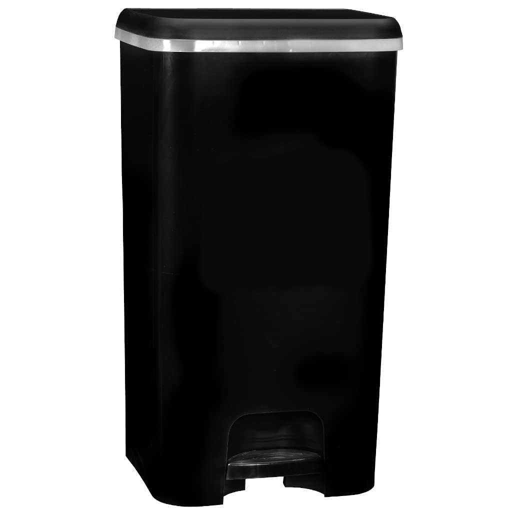 COM-FORT HOUSE | Cubo de Basura con Pedal | Capacidad de 37 litros | Cubo Reciclaje | Color Class Negro | Cubo de Basura Orgánico Cocina | 1 unidad | Piezas Extraíbles | Limpieza Fácil