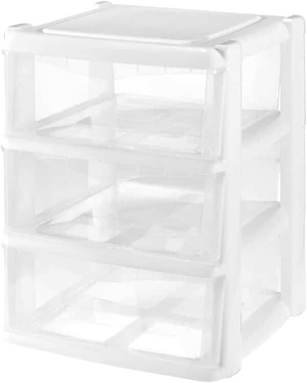 Cajonera de Plástico Apilable para Almacenaje - Big - Blanco - 3 y 4 cajones