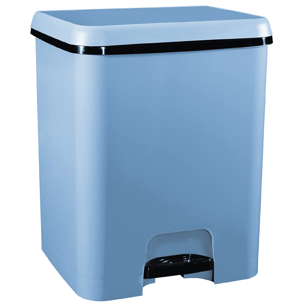 COM-FORT HOUSE | Cubo de Basura Pedal | Capacidad de 52 litros | Cubo Reciclaje con Separación | Color Azul | Cubo de Basura Cocina | Cubo DUO| Limpieza Fácil