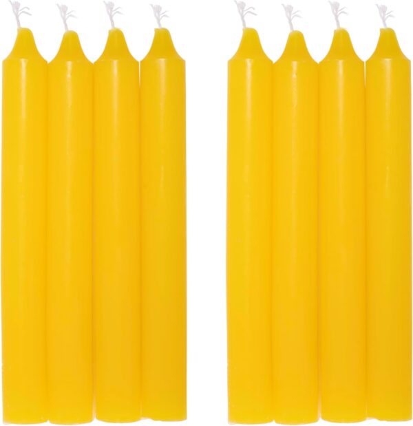 COM-FORT HOUSE- Vela de mesa Amarilla - Pack velas de 8 Unidades - Velas Decorativas Sin Perfume - Velas para tu Hogar