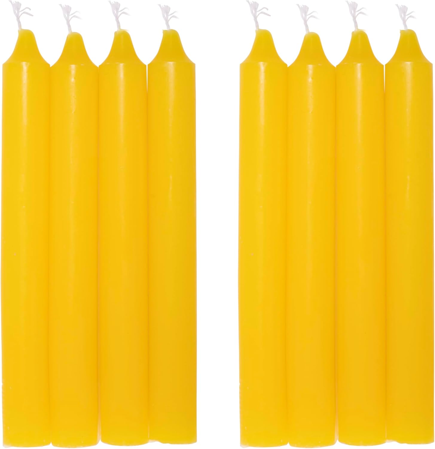 COM-FORT HOUSE- Vela de mesa Amarilla - Pack velas de 8 Unidades - Velas Decorativas Sin Perfume - Velas para tu Hogar