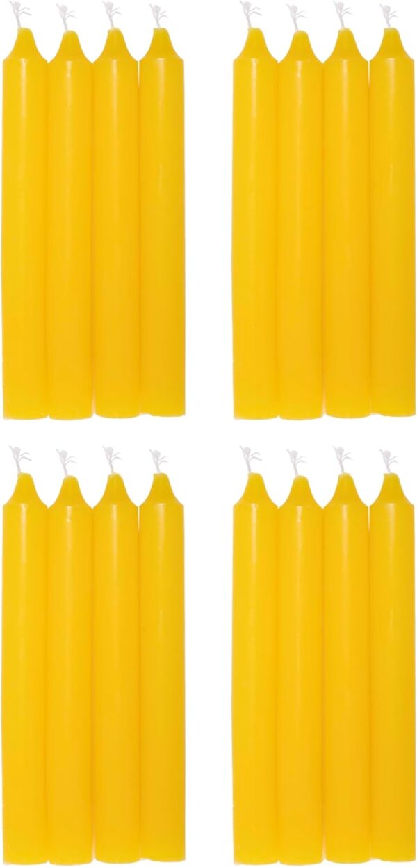 COM-FORT HOUSE- Vela de mesa Amarilla - Pack velas de 16 Unidades - Velas Decorativas Sin Perfume - Velas para tu Hogar