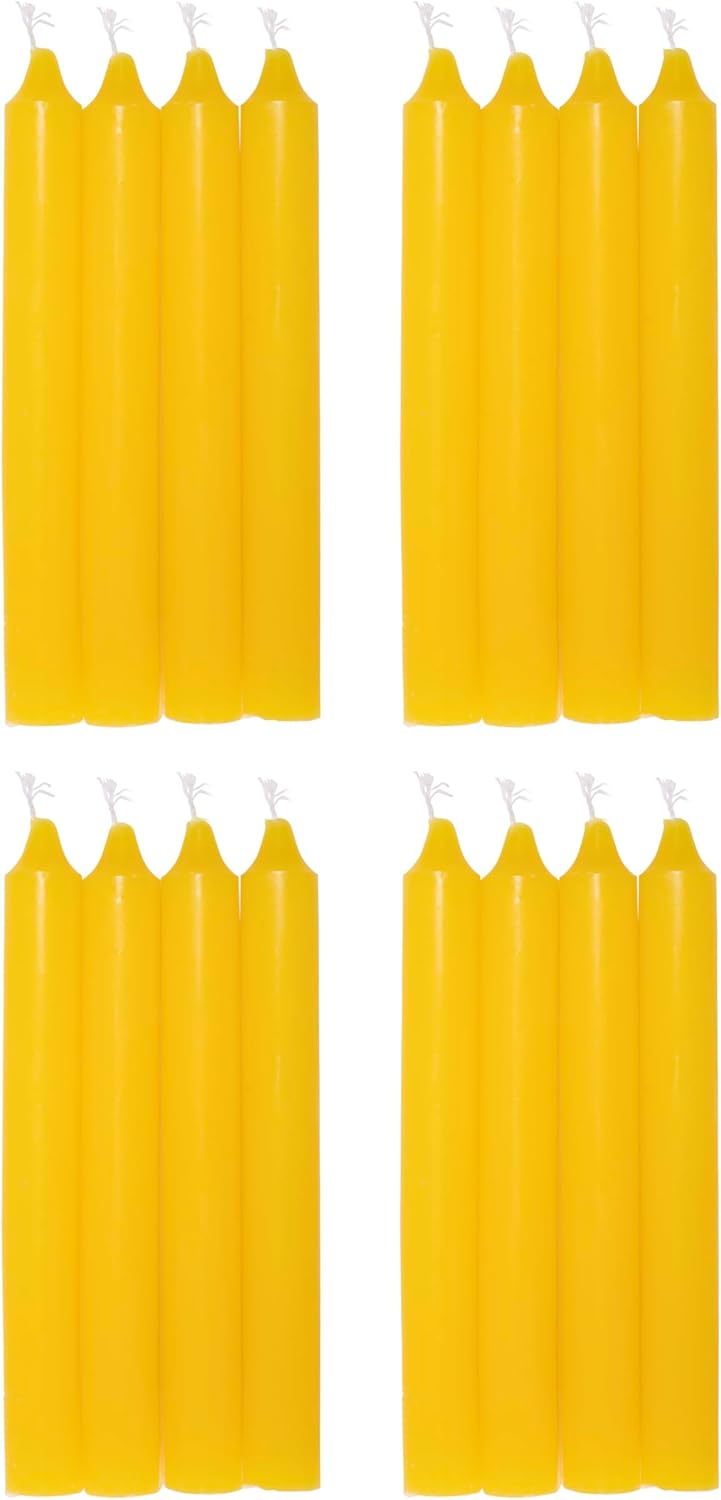 COM-FORT HOUSE- Vela de mesa Amarilla - Pack velas de 16 Unidades - Velas Decorativas Sin Perfume - Velas para tu Hogar