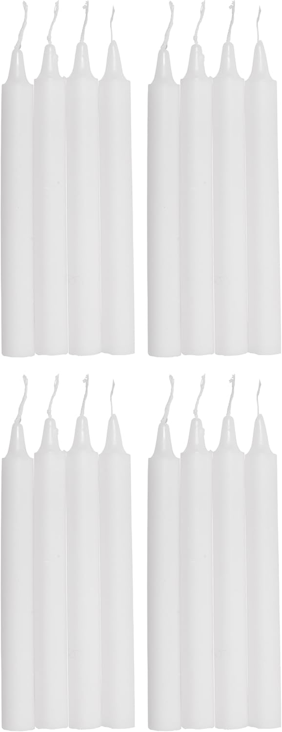 COM-FORT HOUSE- Vela de mesa Blanca - Pack velas de 16 Unidades - Velas Decorativas Sin Perfume - Velas para tu Hogar