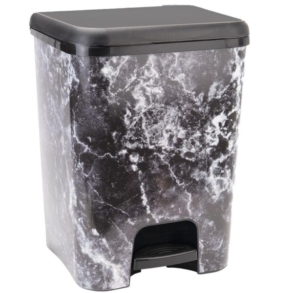 COM-FORT HOUSE | Cubo de Basura con Pedal | Capacidad de 26 litros | Cubo Reciclaje | Color Mármol | Cubo de Basura Orgánico Cocina | 1 unidad | Piezas Extraíbles | Limpieza Fácil |