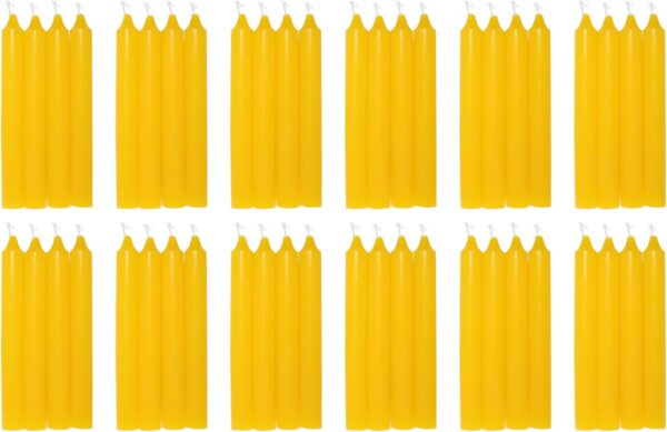 COM-FORT HOUSE- Vela de mesa Amarilla - Pack velas de 48 Unidades - Velas Decorativas Sin Perfume - Velas para tu Hogar