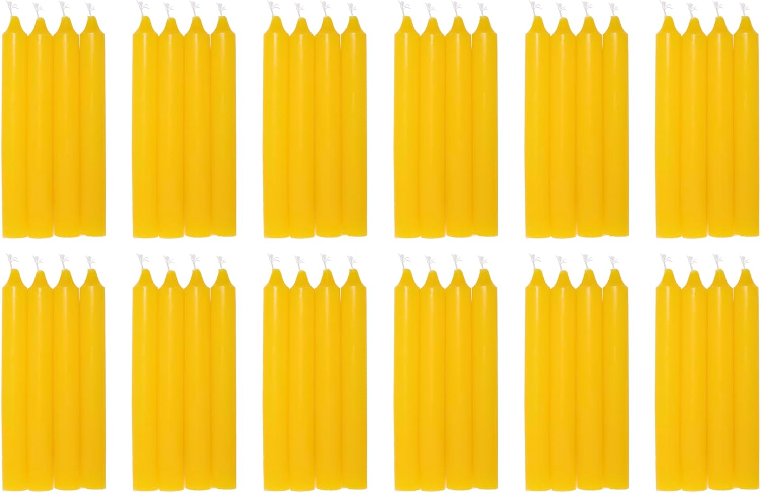 COM-FORT HOUSE- Vela de mesa Amarilla - Pack velas de 48 Unidades - Velas Decorativas Sin Perfume - Velas para tu Hogar