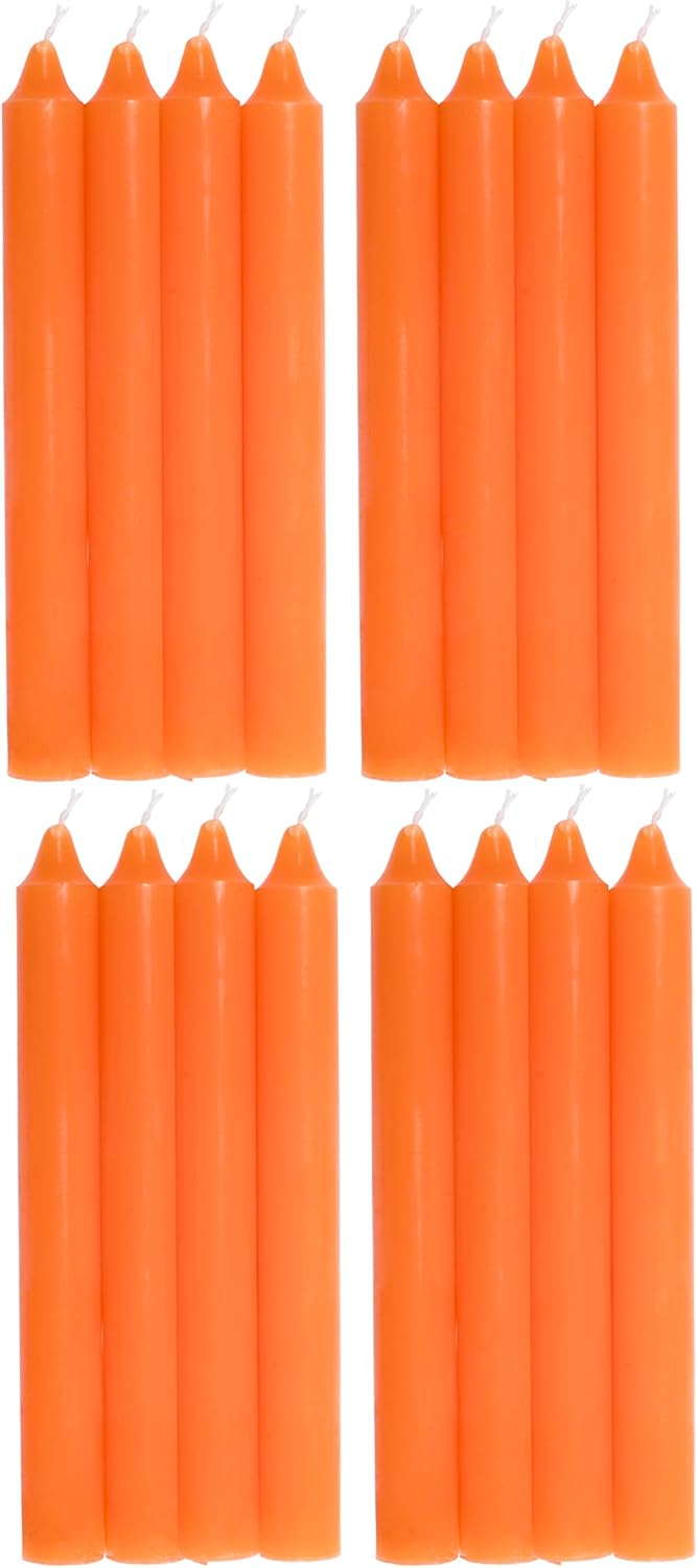 COM-FORT HOUSE- Vela de mesa Naranja - Pack velas de 16 Unidades - Velas Decorativas Sin Perfume - Velas para tu Hogar