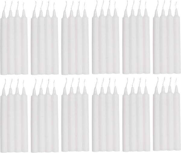 COM-FORT HOUSE- Vela de mesa Blanca - Pack velas de 48 Unidades - Velas Decorativas Sin Perfume - Velas para tu Hogar