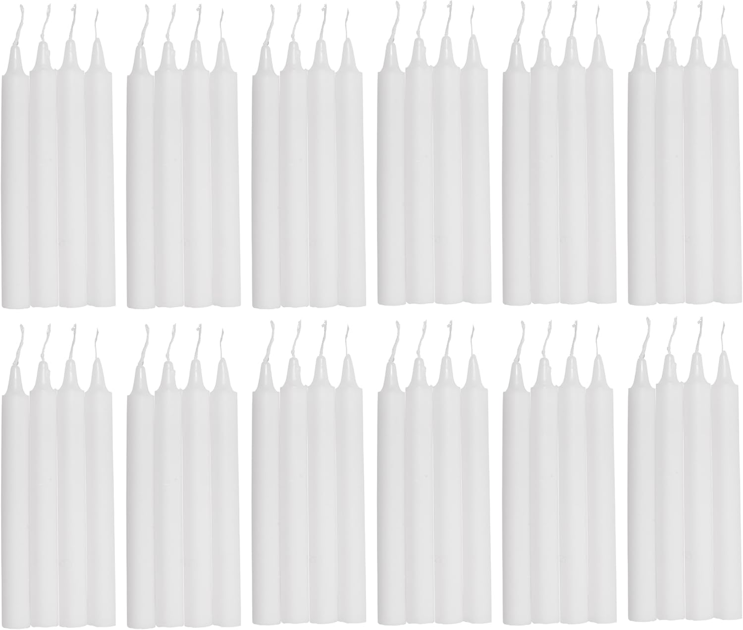 COM-FORT HOUSE- Vela de mesa Blanca - Pack velas de 48 Unidades - Velas Decorativas Sin Perfume - Velas para tu Hogar