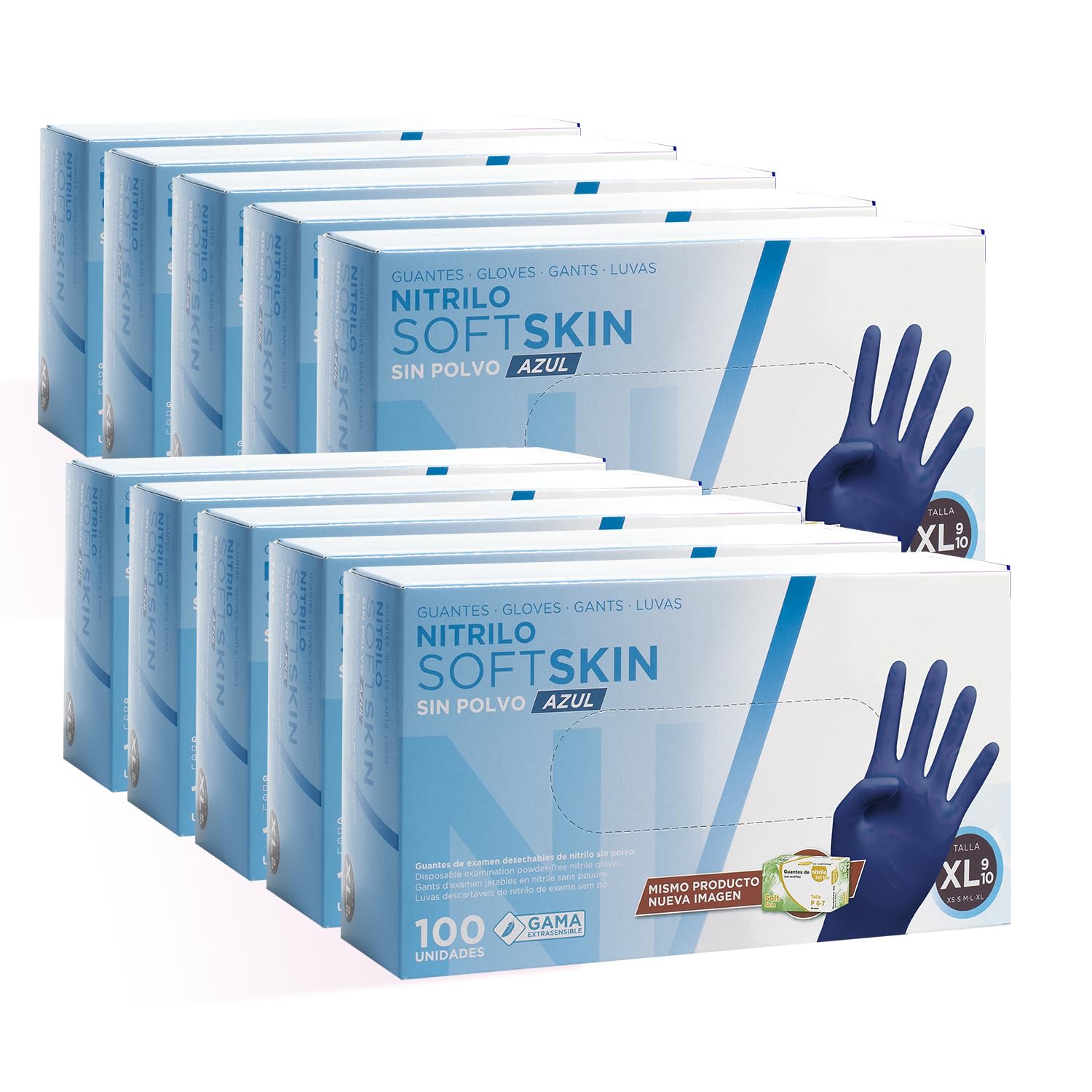 COM-FORT HOUSE - Guantes nitrilo desechables - Color Azul- Colección Softskim - Guantes de Látex sin Polvo - Disponible en tallas XL 1000und