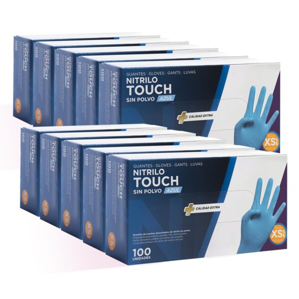 COM-FORT HOUSE - Guantes nitrilo desechables - Color Azul- Colección Touch - Guantes de Látex sin Polvo - Disponible en tallas XS, 1000und