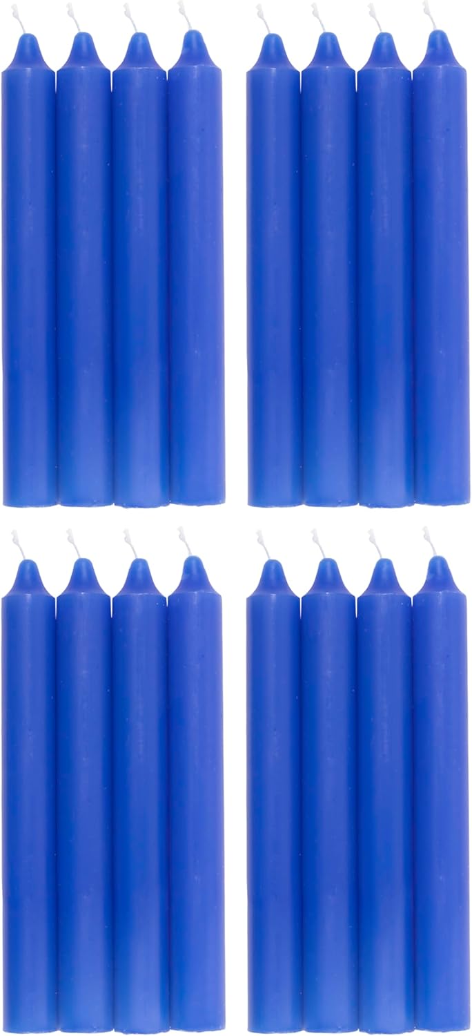 COM-FORT HOUSE- Vela de mesa Azul - Pack velas de 16 Unidades - Velas Decorativas Sin Perfume - Velas para tu Hogar