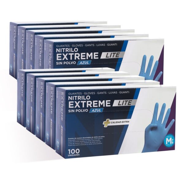 COM-FORT HOUSE - Guantes Nitrilo Resistentes - Color Azul- Colección Extreme Lite - Guantes de Látex sin Polvo - Disponible en tallas M, 1000 und