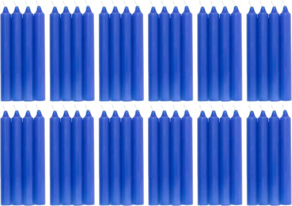 COM-FORT HOUSE- Vela de mesa Azul - Pack velas de 48 Unidades - Velas Decorativas Sin Perfume - Velas para tu Hogar