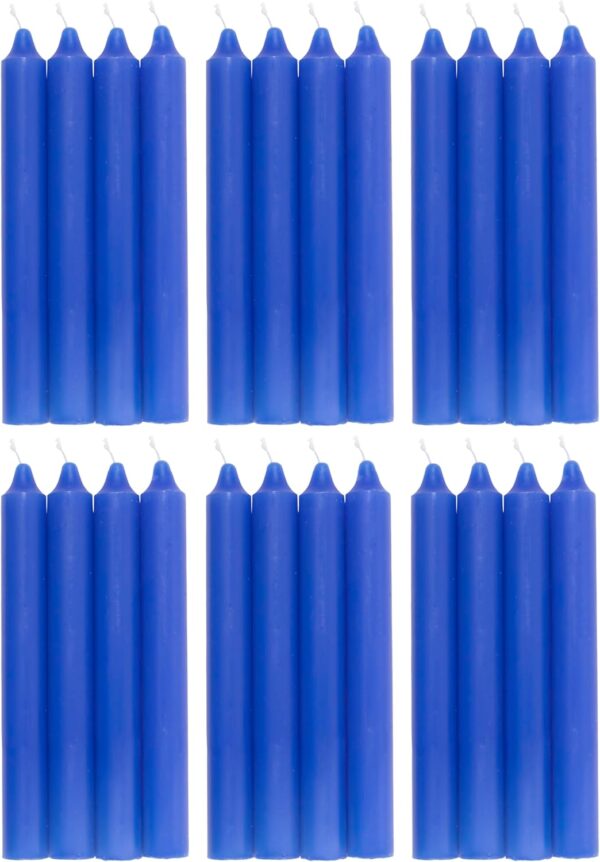 COM-FORT HOUSE- Vela de mesa Azul - Pack velas de 24 Unidades - Velas Decorativas Sin Perfume - Velas para tu Hogar