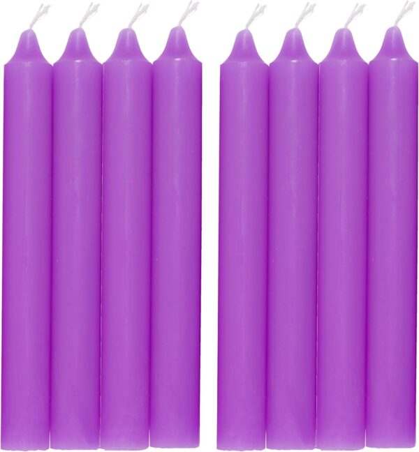 COM-FORT HOUSE- Vela de mesa Lila - Pack velas de 8 Unidades - Velas Decorativas Sin Perfume - Velas para tu Hogar