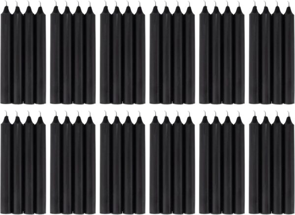 COM-FORT HOUSE- Vela de mesa Negra - Pack velas de 48 Unidades - Velas Decorativas Sin Perfume - Velas para tu Hogar