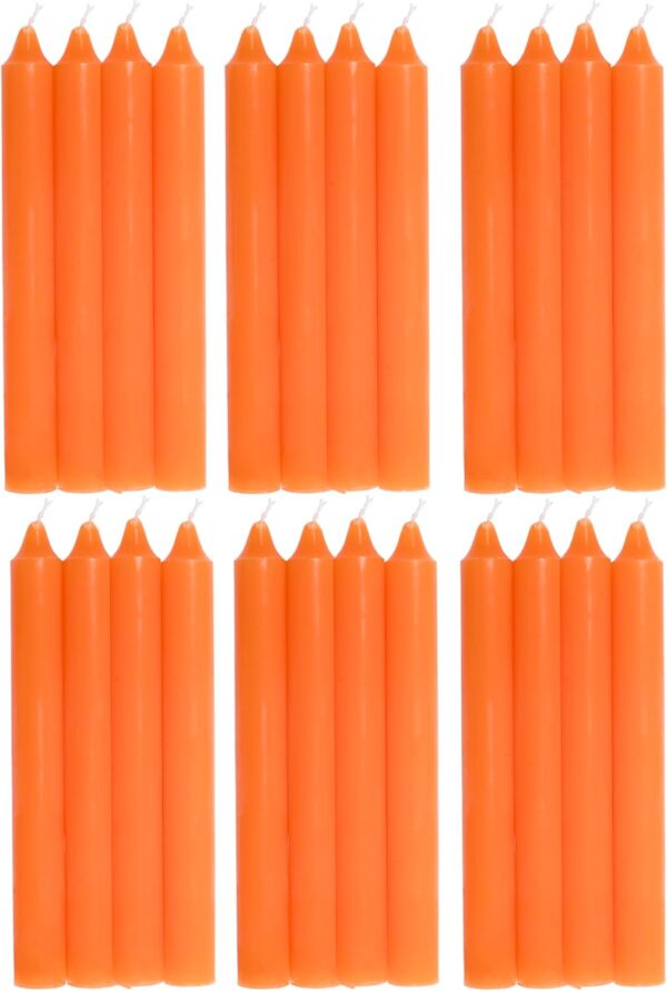COM-FORT HOUSE- Vela de mesa Naranja - Pack velas de 24 Unidades - Velas Decorativas Sin Perfume - Velas para tu Hogar