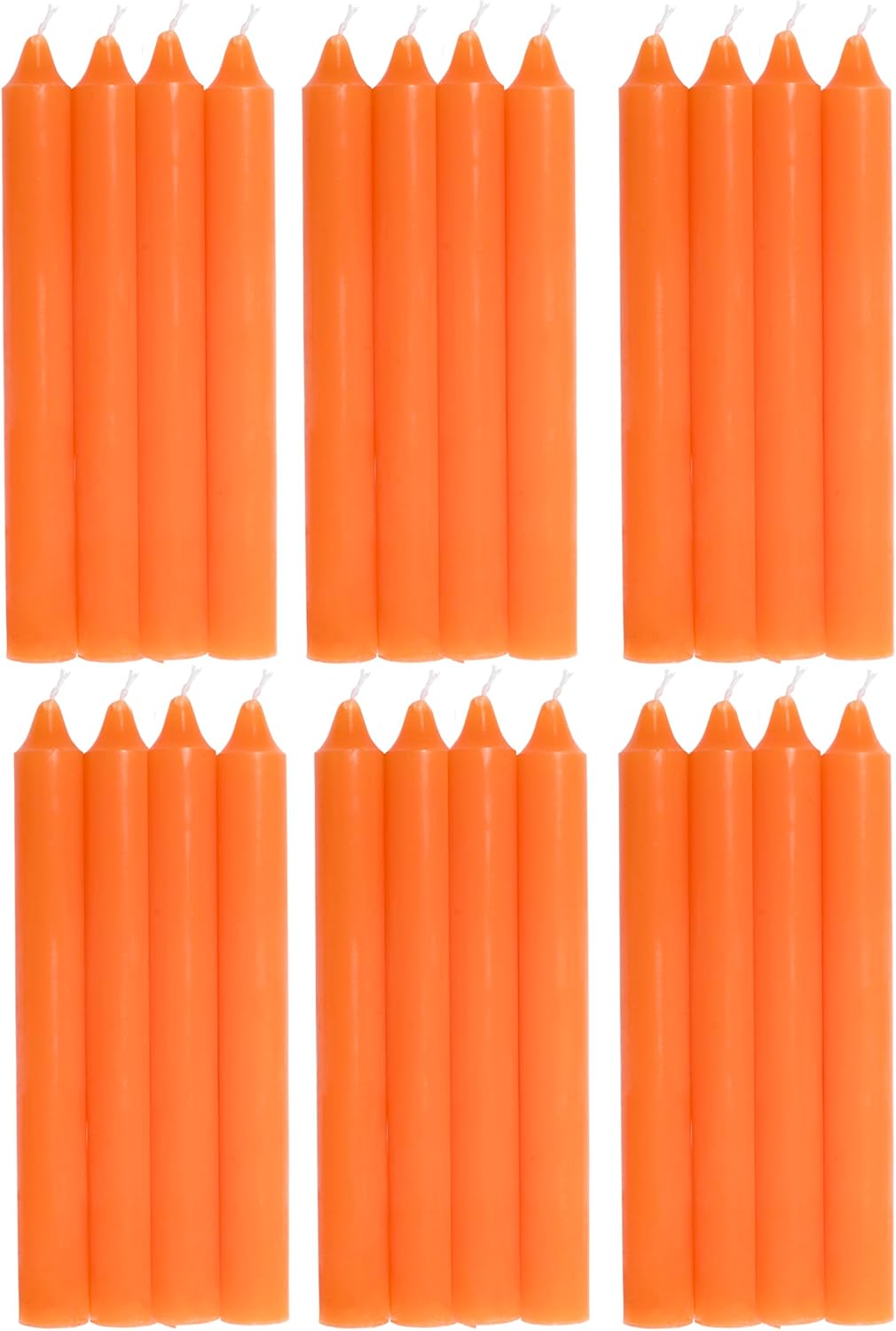 COM-FORT HOUSE- Vela de mesa Naranja - Pack velas de 24 Unidades - Velas Decorativas Sin Perfume - Velas para tu Hogar