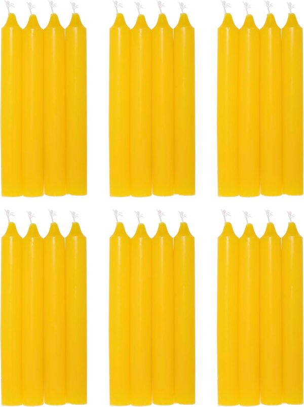 COM-FORT HOUSE- Vela de mesa Amarilla - Pack velas de 24 Unidades - Velas Decorativas Sin Perfume - Velas para tu Hogar