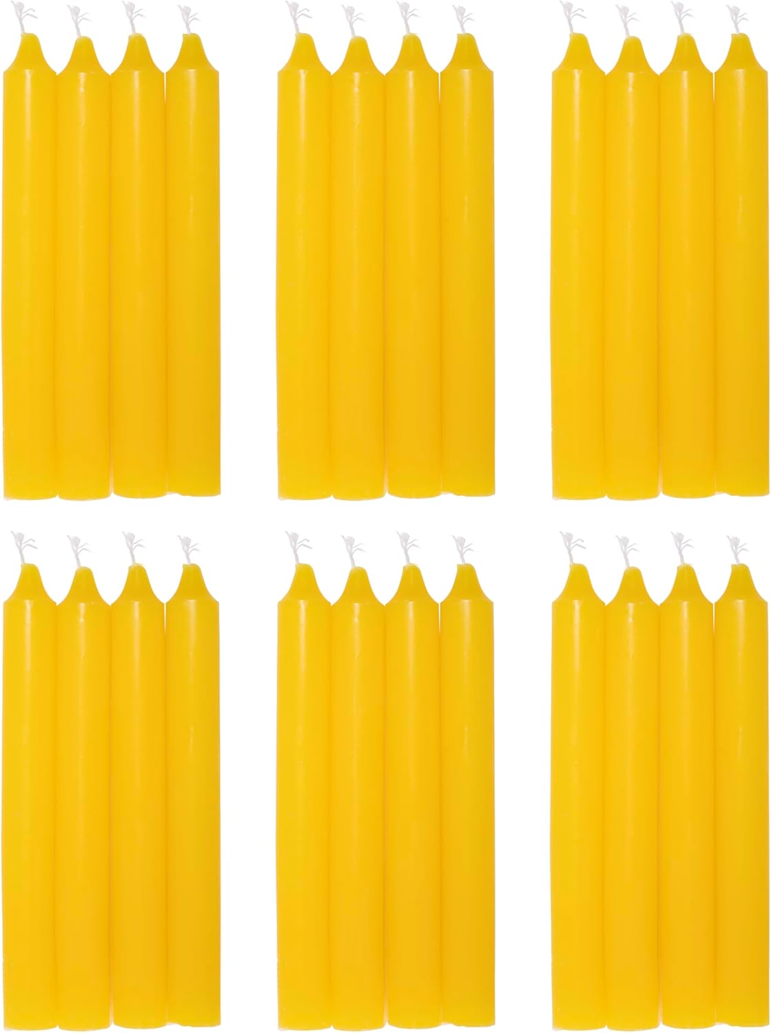 COM-FORT HOUSE- Vela de mesa Amarilla - Pack velas de 24 Unidades - Velas Decorativas Sin Perfume - Velas para tu Hogar