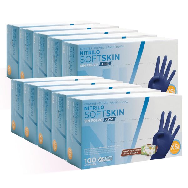 COM-FORT HOUSE - Guantes nitrilo desechables - Color Azul- Colección Softskim - Guantes de Látex sin Polvo - Disponible en tallas XS, 1000und