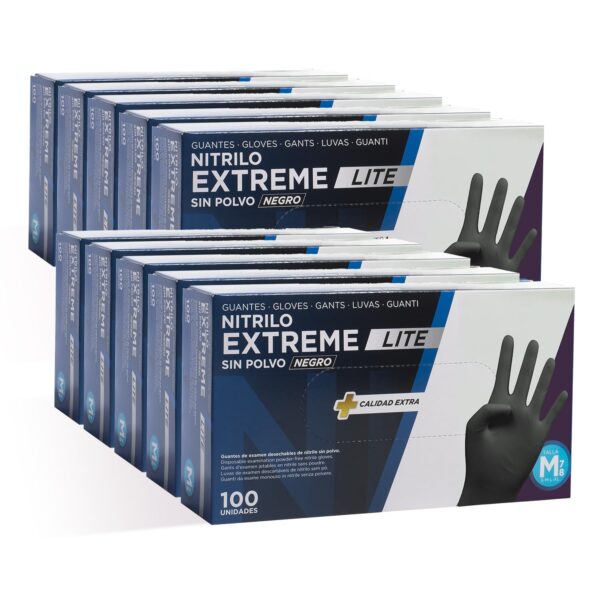 COM-FORT HOUSE - Guantes Nitrilo Resistentes - Color Negro- Colección Extreme Lite - Guantes de Látex sin Polvo - Disponible en tallas M, 1000 und