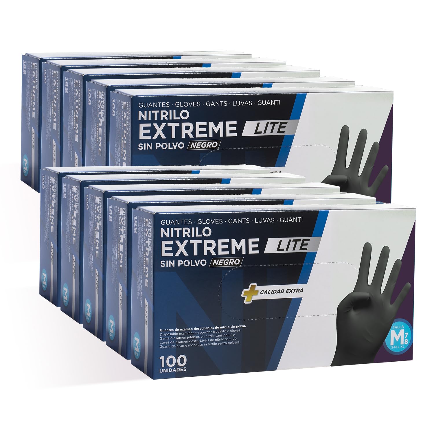 COM-FORT HOUSE - Guantes Nitrilo Resistentes - Color Negro- Colección Extreme Lite - Guantes de Látex sin Polvo - Disponible en tallas M, 1000 und