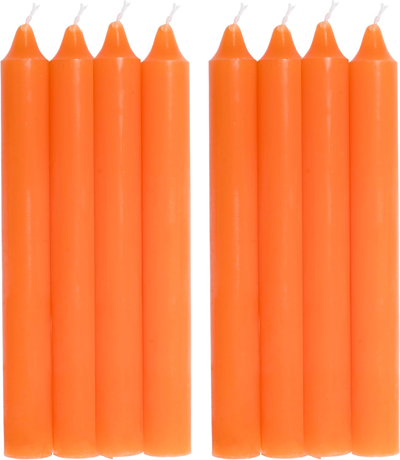 COM-FORT HOUSE- Vela de mesa Naranja - Pack velas de 8 Unidades - Velas Decorativas Sin Perfume - Velas para tu Hogar