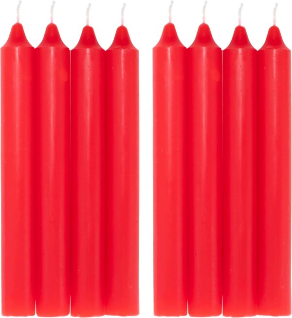 COM-FORT HOUSE- Vela de mesa Roja - Pack velas de 8 Unidades - Velas Decorativas Sin Perfume - Velas para tu Hogar