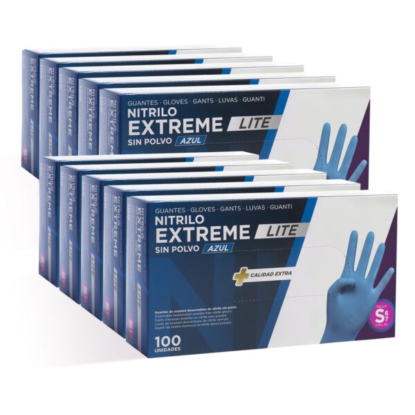COM-FORT HOUSE - Guantes Nitrilo Resistentes - Color Azul- Colección Extreme Lite - Guantes de Látex sin Polvo - Disponible en tallas S, 1000 und