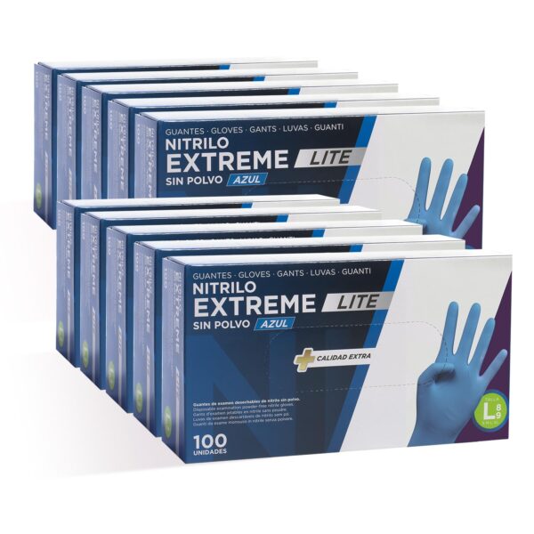 COM-FORT HOUSE - Guantes Nitrilo Resistentes - Color Azul- Colección Extreme Lite - Guantes de Látex sin Polvo - Disponible en tallas L, 1000 und