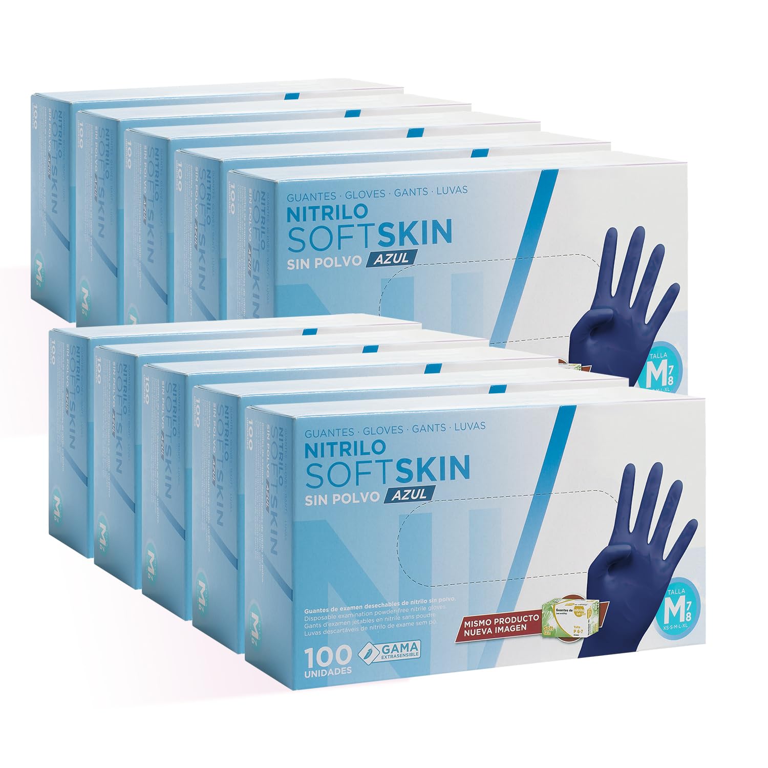 COM-FORT HOUSE - Guantes nitrilo desechables - Color Azul- Colección Softskim - Guantes de Látex sin Polvo - Disponible en tallas M, 1000und