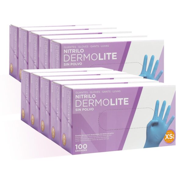 COM-FORT HOUSE - Guantes nitrilo desechables - Color Azul- Colección Dermolite - Guantes de Látex sin Polvo - Disponible en tallas XS, 100und
