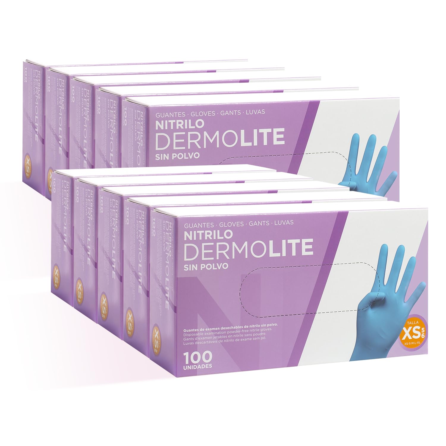 COM-FORT HOUSE - Guantes nitrilo desechables - Color Azul- Colección Dermolite - Guantes de Látex sin Polvo - Disponible en tallas XS, 100und