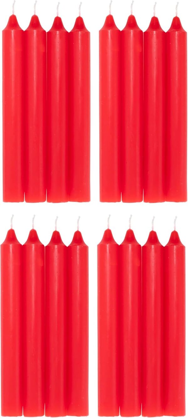 COM-FORT HOUSE- Vela de mesa Roja - Pack velas de 16 Unidades - Velas Decorativas Sin Perfume - Velas para tu Hogar