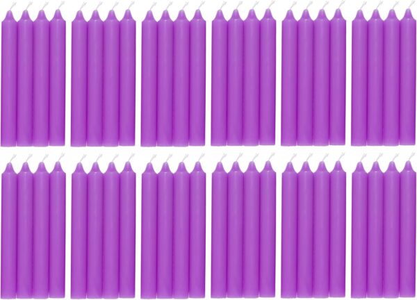 COM-FORT HOUSE- Vela de mesa Lila - Pack velas de 48 Unidades - Velas Decorativas Sin Perfume - Velas para tu Hogar