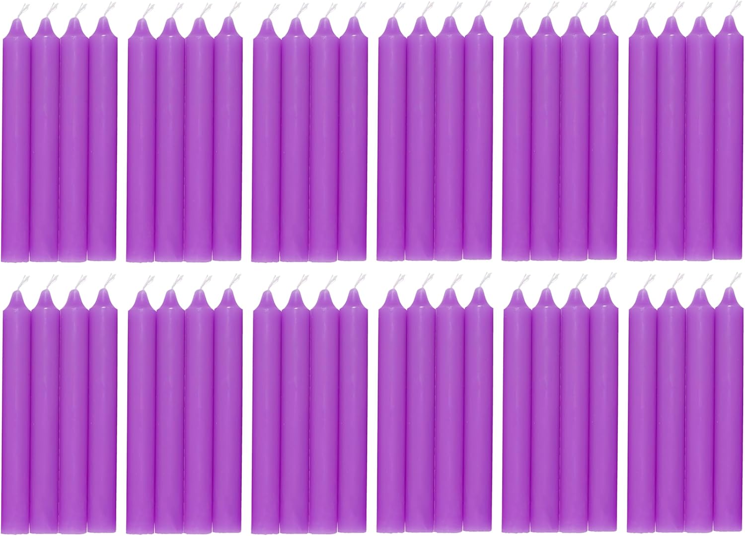 COM-FORT HOUSE- Vela de mesa Lila - Pack velas de 48 Unidades - Velas Decorativas Sin Perfume - Velas para tu Hogar