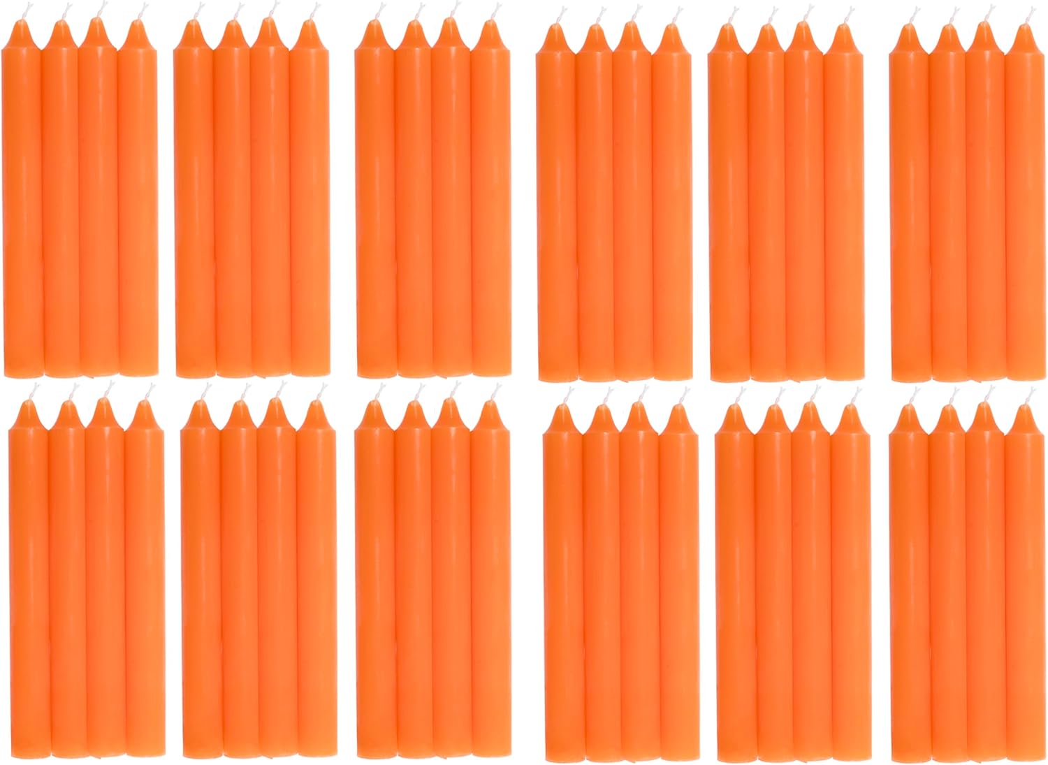COM-FORT HOUSE- Vela de mesa Naranja - Pack velas de 48 Unidades - Velas Decorativas Sin Perfume - Velas para tu Hogar