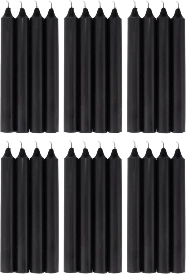 COM-FORT HOUSE- Vela de mesa Negra - Pack velas de 24 Unidades - Velas Decorativas Sin Perfume - Velas para tu Hogar