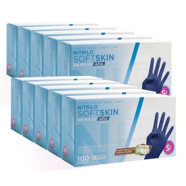 COM-FORT HOUSE - Guantes nitrilo desechables - Color Azul- Colección Softskim - Guantes de Látex sin Polvo - Disponible en tallas S, 1000und