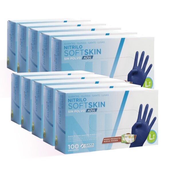 COM-FORT HOUSE - Guantes nitrilo desechables - Color Azul- Colección Softskim - Guantes de Látex sin Polvo - Disponible en tallas , L, 1000 und