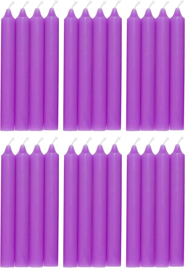 COM-FORT HOUSE- Vela de mesa Lila - Pack velas de 24 Unidades - Velas Decorativas Sin Perfume - Velas para tu Hogar