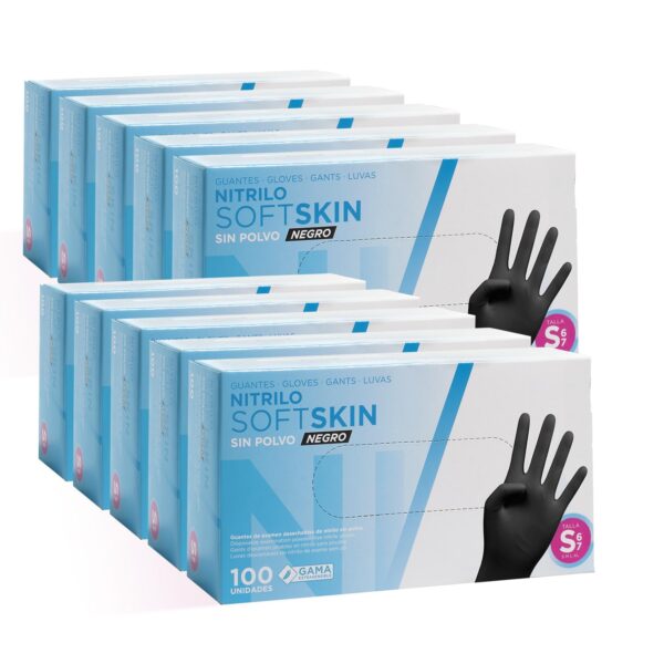 COM-FORT HOUSE - Guantes nitrilo desechables - Color Negro- Colección Softskim - Guantes de Látex sin Polvo - Disponible en tallas S,1000und