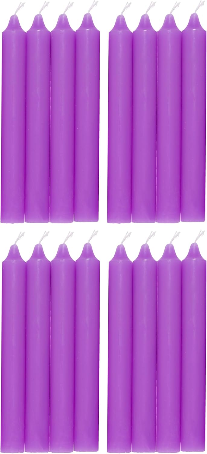 COM-FORT HOUSE- Vela de mesa Lila - Pack velas de 16 Unidades - Velas Decorativas Sin Perfume - Velas para tu Hogar
