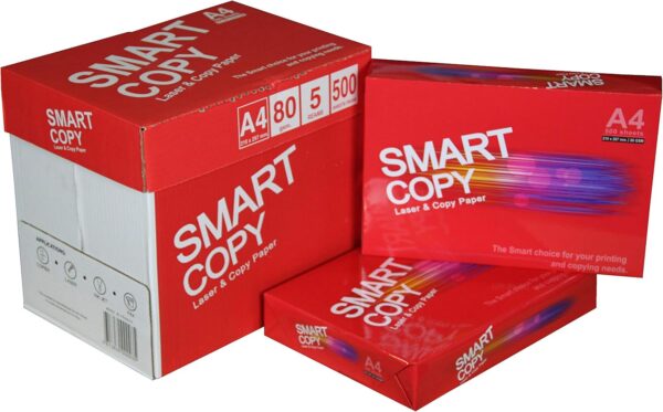 Folios Marca Smart Copy | Caja 500 Folios | DIN A4 y 80 grs | Paquetes para Oficina, Hogar | Folios para Impresoras Láser y de Inyección-Fotocopiadora-Fax | Pack de 15 Paquetes